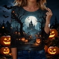 thumbnail image 4 of Domuza Women's Halloween Shirts Fall Casual Round Neck 3/4 Sleeve T-Shirts Funny Spooky Print Vintage Blouse Halloween Costumes-B S, 4 of 6