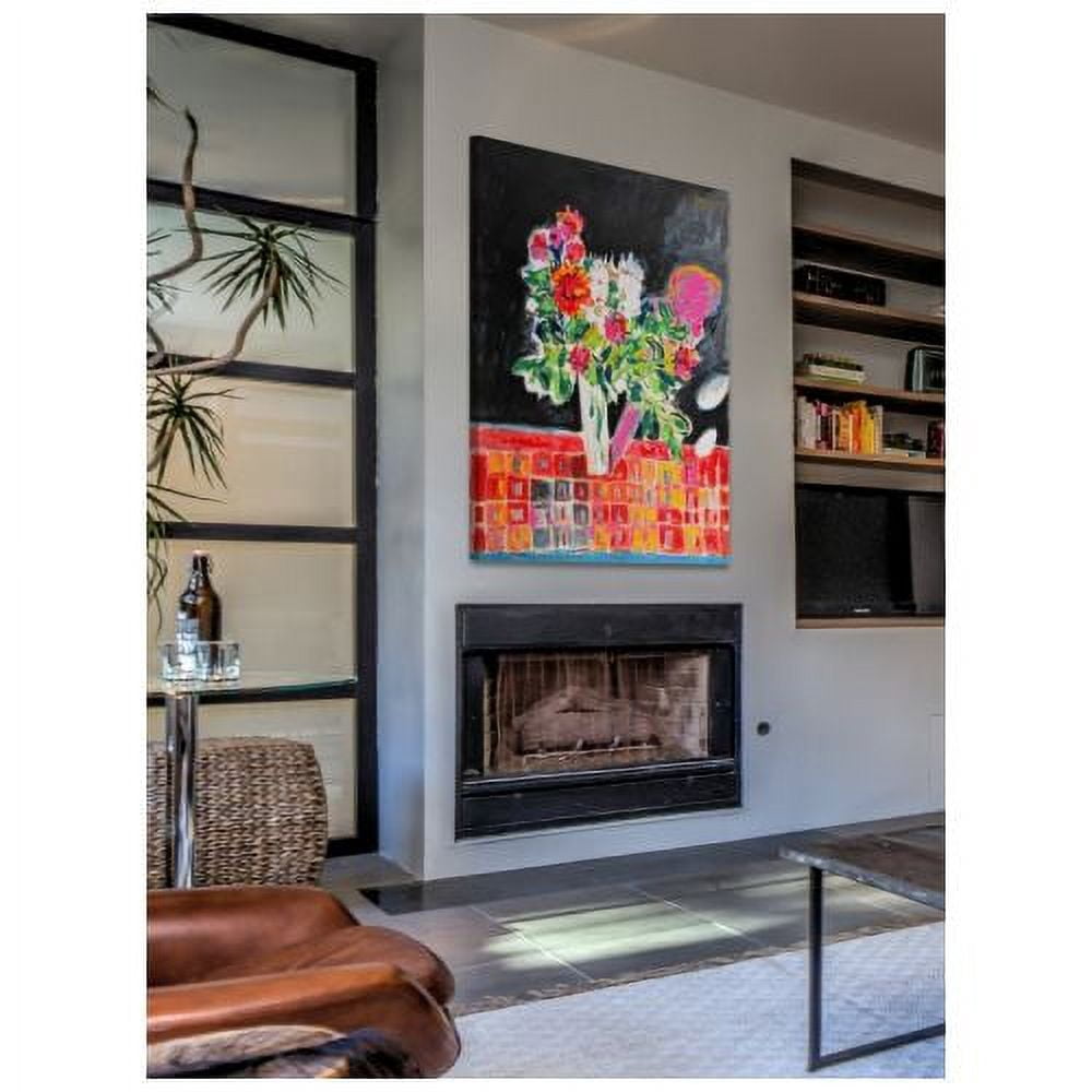 "Flowers on a Checkered Cloth" Painting Print on Wrapped Canvas