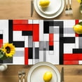 thumbnail image 4 of Abstract Table Runner, Medieval Red Black Geometrical Art Kitchen Table Runners Dress Scarves for Table Decorations Party/Restaurant/Indoor Outdoor Use, 13x72in, 4 of 9