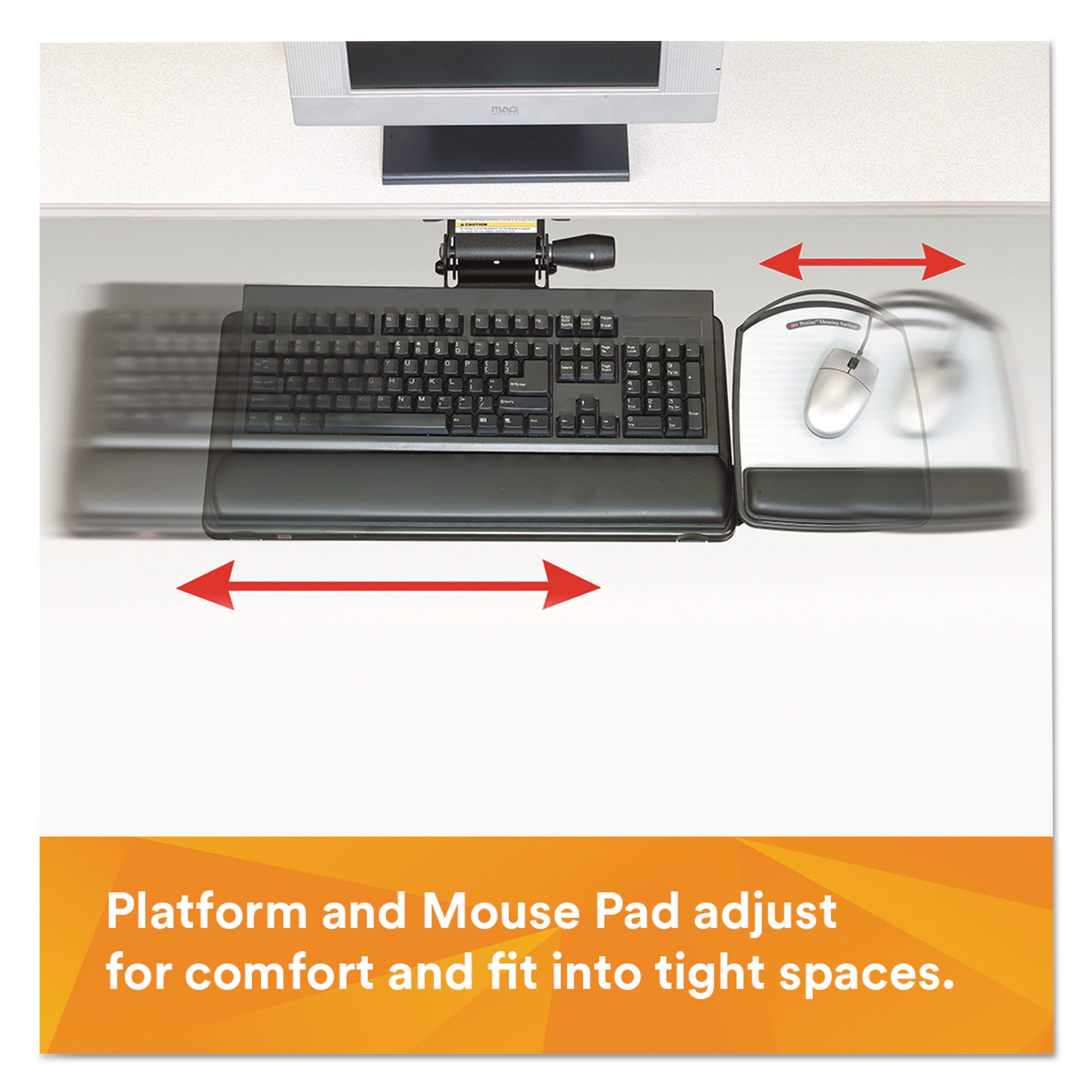 3M Adjust Keyboard Tray with Adjustable Keyboard and Mouse Platform