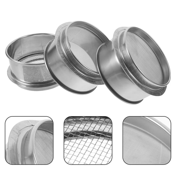 LEORX 3pcs Standard Test Sieve Stainless Steel Mesh For Fine Powder Screening