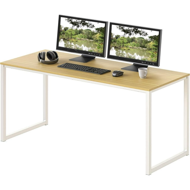 Commercial-Grade Office Computer Desk x cm Silver w/Espresso Top