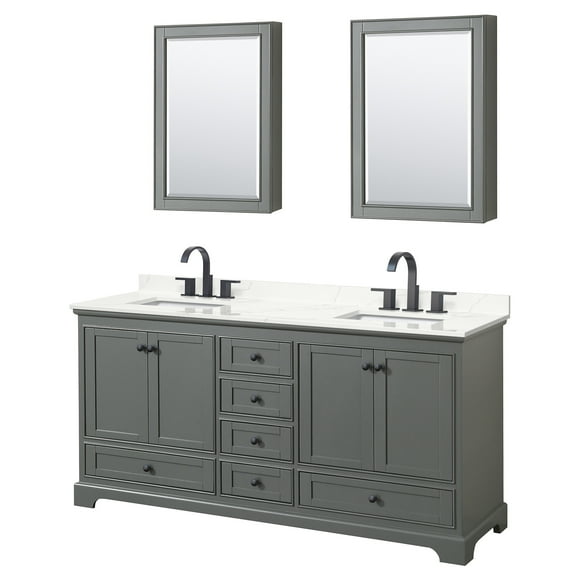 Wyndham Collection Wcs202072d-Qtz-Us3med Deborah 72" Free Standing Double Basin Vanity Set