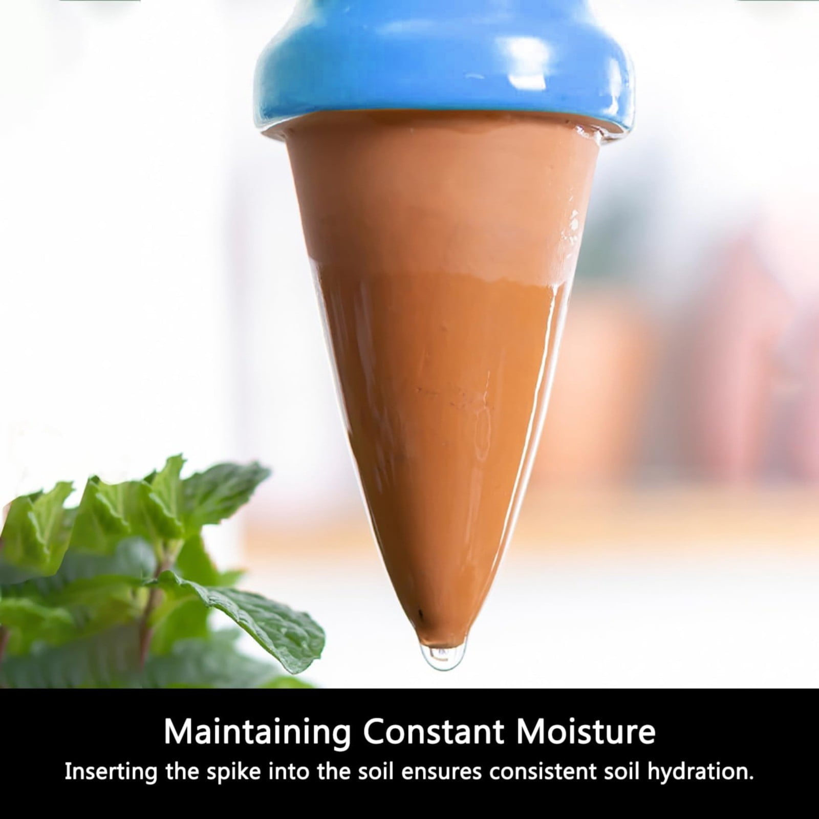 (Clearance) BNNG 4 Pack Terracotta Watering Spikes, Vacation Self-Watering Planters Devices - Continuous Moisture with Slow Release Watering System - Perfect for Indoor Outdoor Plants (Big Head)