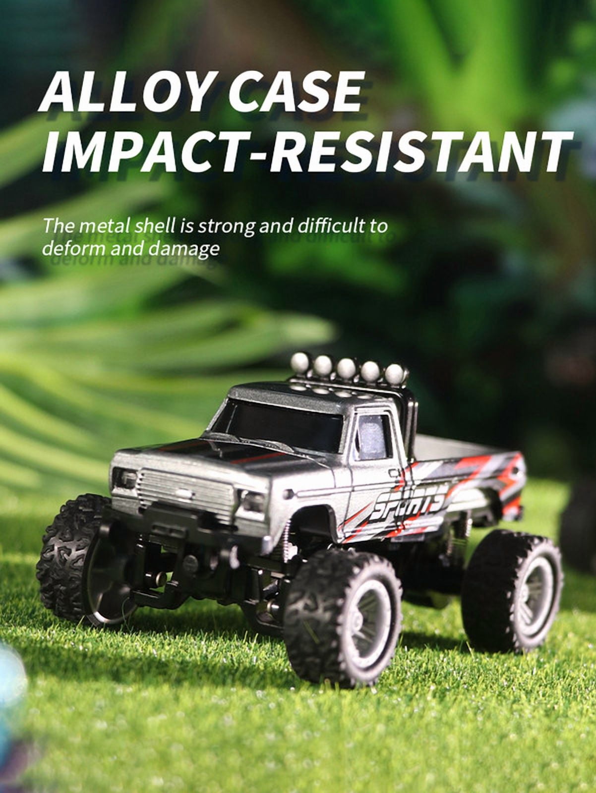 Mini Rc Monster Truck, 1:64 Scale Monster Truck Remote Control Car with Lights, 2.4Ghz Remote Control, Mini Alloy Monster Truck Rc, Speed/Steering Adjustable
