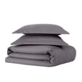 thumbnail image 5 of Brooklyn Loom Classic Cotton 200 Thread Count Solid 100% Cotton Percale 3-Piece King Duvet Set in Grey, Cotton , Adult, All Season, OEKO-TEX Certified, 5 of 10