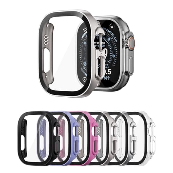 6‑Pack Protective Case with Screen Protector Compatible with Apple Watch Ultra/Ultra 2/Ultra 3 49mm, Hard PC Shock‑Resistant Bumper Cover for iWatch 49mm