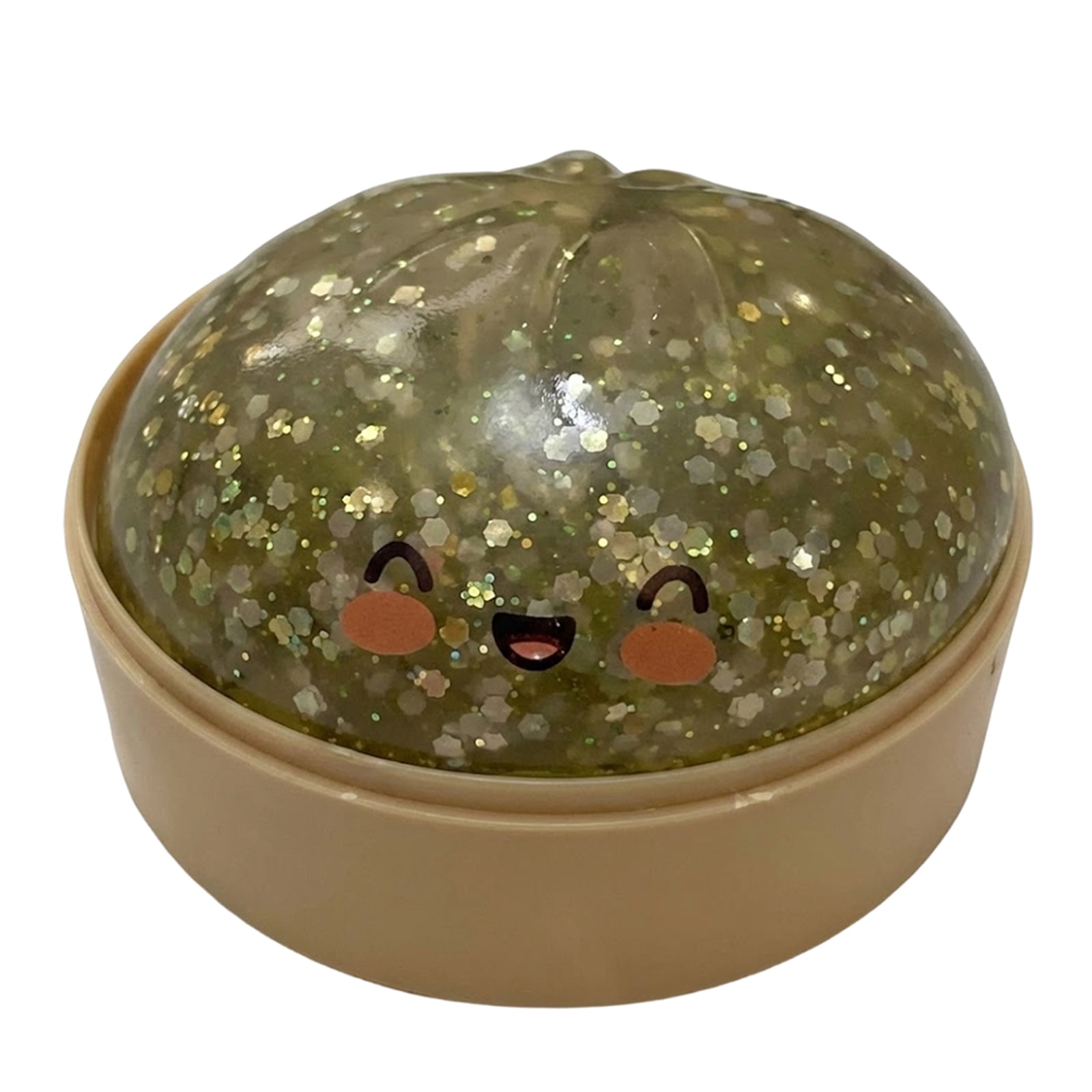 Glitter Colorful Dumpling Squishy, Large Squishy Dumpling with Steamer, Squishy Dumpling Doll with Cute Expressions, Silicone Bun Sensory Fidget Dolls, Hand Pinching Decompression Dolls