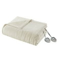 thumbnail image 4 of Beautyrest Heated Plush Solid Microlight Blanket, Full, Ivory, 4 of 9