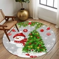 thumbnail image 2 of Round Rug 7Ft Washable Non-Slip, Grey Christmas Circle Area Rugs for Living Room Bedroom, Snowman Xmas Tree Ball Snowflake Indoor Floor Mats Carpet Runner for Home Decor Aesthetic, 2 of 8