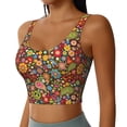 thumbnail image 2 of Vsdgher Hippie Peace Love Print Women Sleeveless Athletic Tank Top Built-in Bra Camisole Sports Vest for Yoga Running Fitness Exercise with Removable Pads, 2 of 8