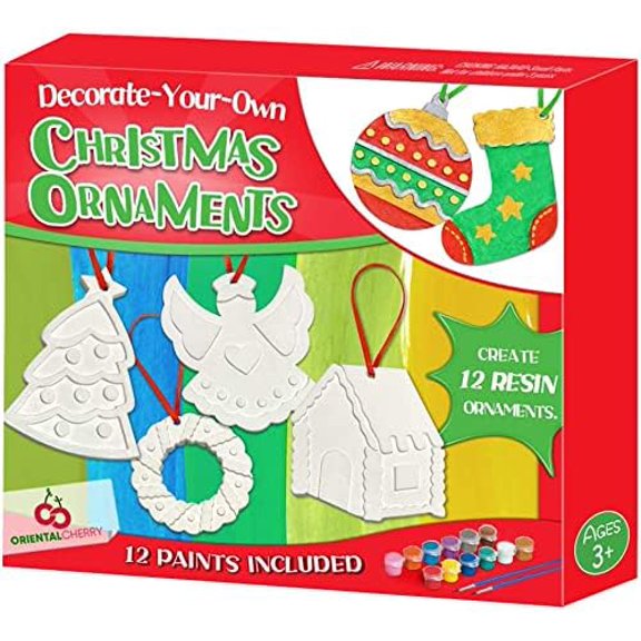 Kit de Manualidades Navideñas DIY con Adornos de Resina y Pinturas para Niños