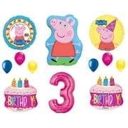 C & S PARTY SUPPLY Peppa Pig Balloons 3rd Happy Birthday Party Decorations Supplies
