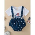 thumbnail image 3 of Bagilaanoe 4th of July Clothes for Newborn Baby Boys Short Sleeve Romper Tops + Star Suspender Shorts 3M 6M 12M 18M Infant Independence Day Outfits 2pcs Short Pants Set, 3 of 9