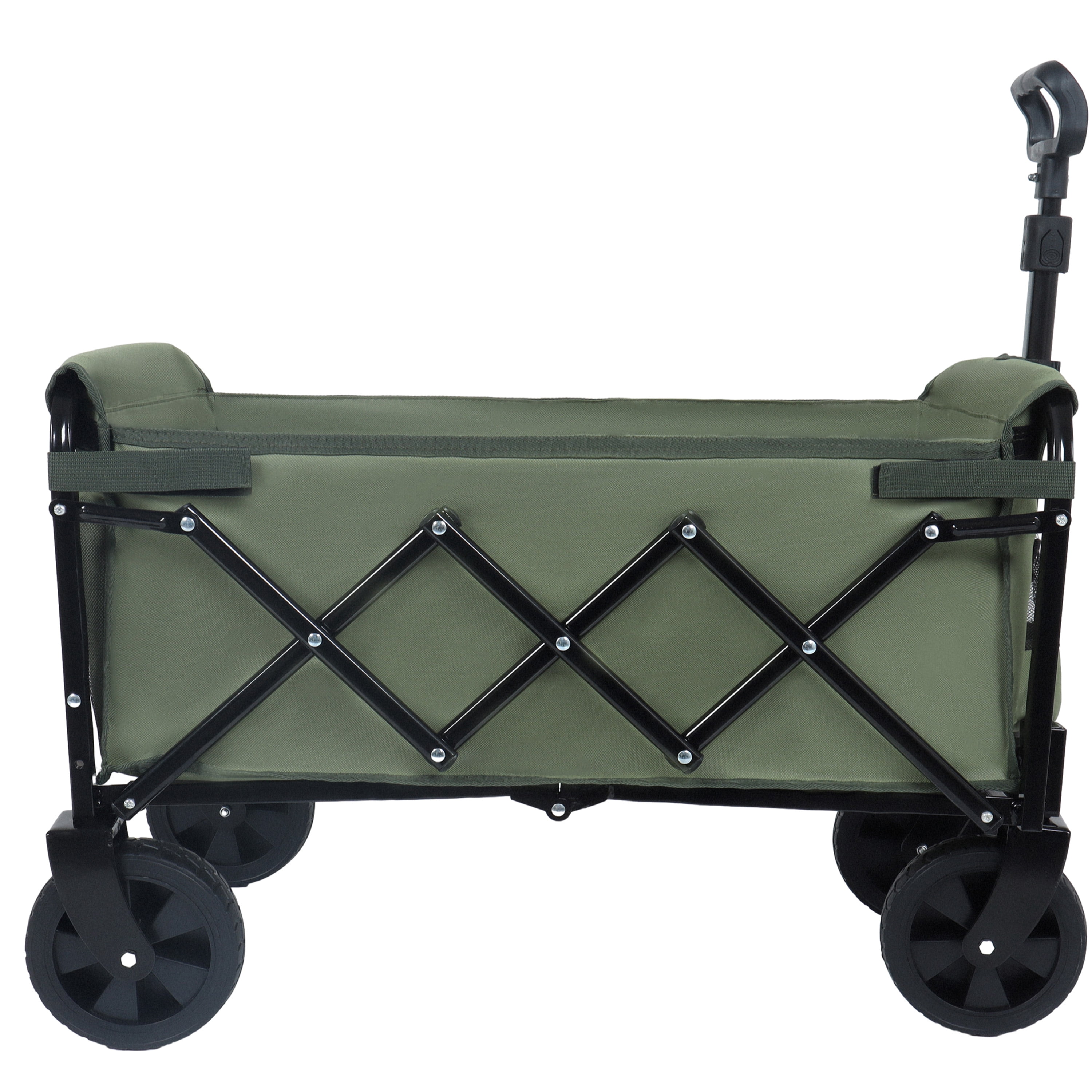 Expandable Dual Layer Collapsible Utility Wagon, 225 LBS All Terrain Grocery Cart with 360° Swivel Wheels for Camping Shopping Gardening Fishing, Army Green
