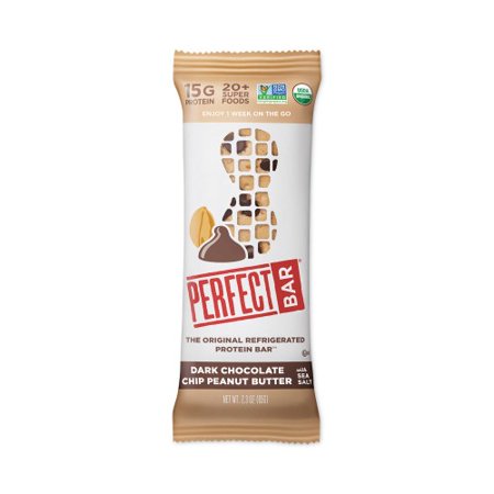 New Perfect Bar Refrigerated Protein Bar, Dark Chocolate Peanut Butter with Sea Salt, 2.3 oz Bar, 16 Count, Delivered in 1-4 Business Days,Each