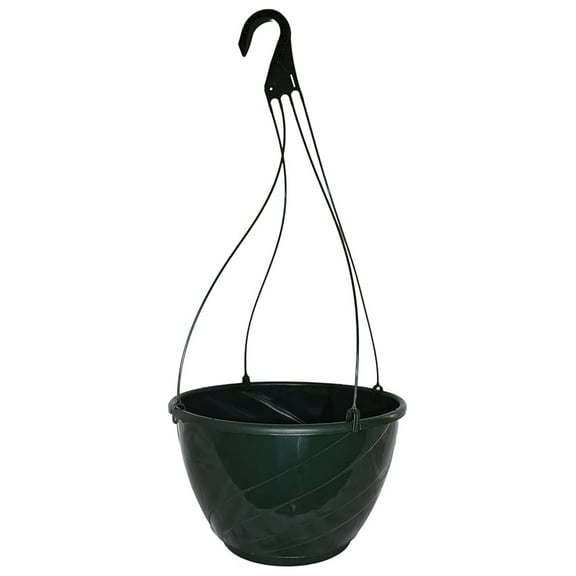 12" Diameter Dark Green Plastic Deco Swirl Hanging Basket (5)
