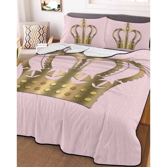 Golden Crown Twin XL Size Down Alternative Comforter, Lightweight Comforter Quilt Bedding Set with Pillow Shams Pink Modern Minimalist Abstract Art All Seasons Bed Comforter Duvet Insert 68"x98"