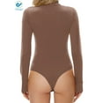 thumbnail image 4 of Deago Women's Mock Turtle Neck Long Sleeve Tops Shapewear Bodysuit Jumpsuit (Khaki, M), 4 of 9