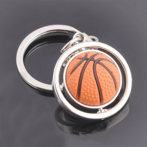 WHAMVOX Basketball Metal Key Ring 3D Sports Keychain Rotating Ball Key Chain Birthday Gift
