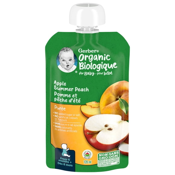 GERBER Organic Purée, Apple Summer Peach, Baby Food