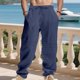 thumbnail image 1 of Pantalones largos para hombre, de ocio, con bolsillo, cordón, tubo recto, sueltos, fáciles de doblar, de moda, de poliéster, 1 of 9