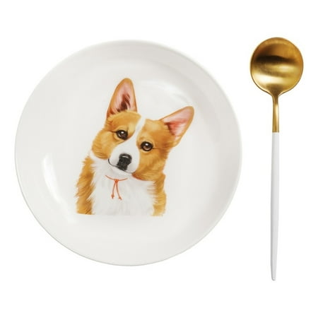 

Pet Portrait White Porcelain Middle Print 8 Plate Set - I Love Corgis