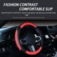 thumbnail image 4 of Funda de cuero para volante de coche (negro-rojo), universal, de 38 cm, suave, transpirable, antideslizante, curvada y deportiva., 4 of 5