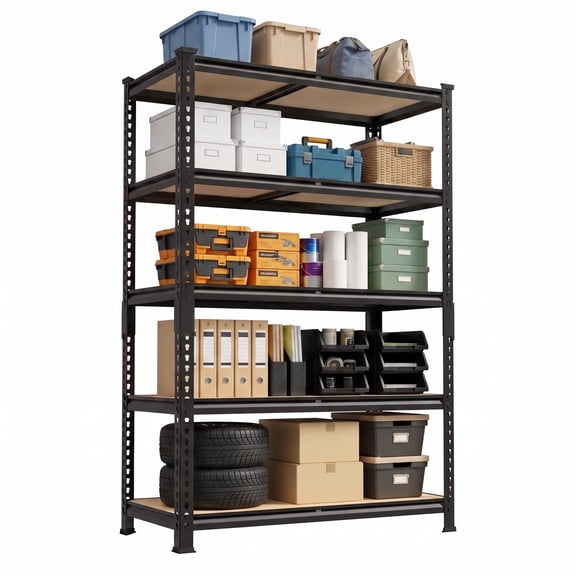 TrumanPick 72"H Garage Shelving Unit 5 Tier Adjustable Storage Shelves 1800lbs Metal Shelf Rack for Basement Pantry Kitchen, 35.49"W x 11.93"D x 72"H
