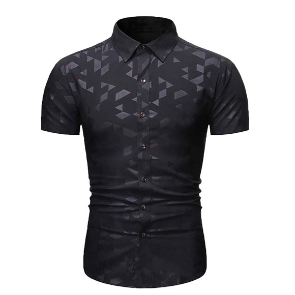 Clearance Sales Bescita Men's Shirt Casual Buttons Turndown Business Slim Fit Floral Print Short Sleeve Shirt