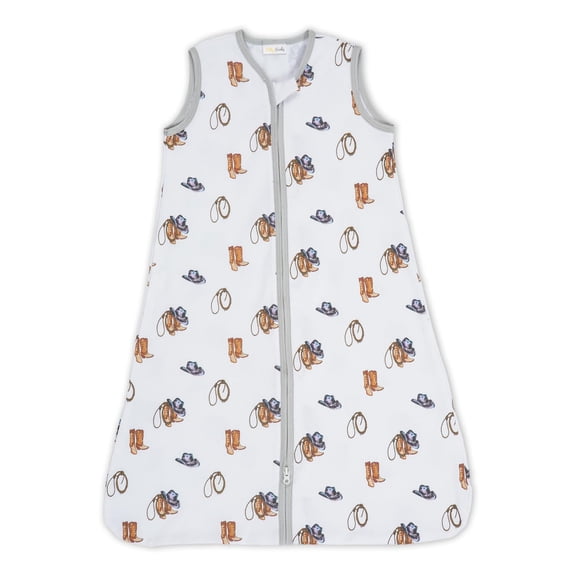 LollyBanks 0.5 TOG Cotton Baby Sleep Sack, 2-Way Zipper, Wearable Blanket, Cowboy Print