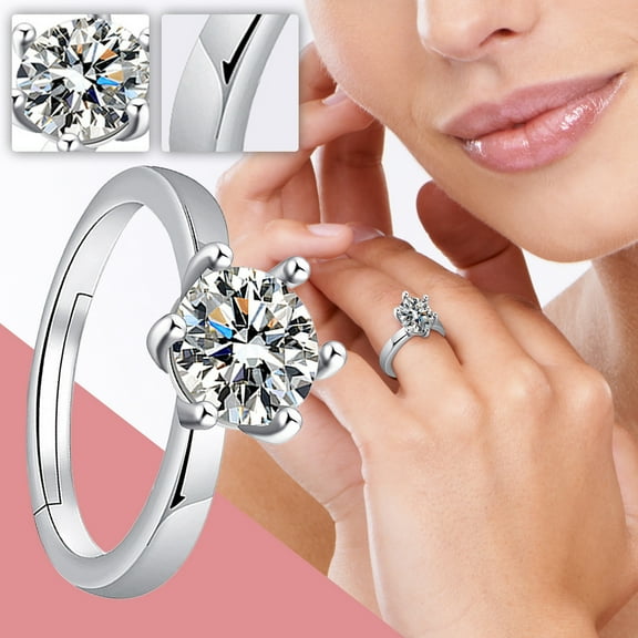 Fashion Adjust Wedding Engagement Band Rings Engagement Wedding Birthday Valentine'S Day Jewelry Gifts Silver One Size