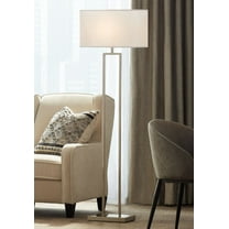 Possini Euro Design Duarte Modern 61" Tall Standing Floor Lamp Open Column Silver Metal Satin Nickel Finish Living Room Bedroom