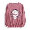thumbnail image 2 of Xdegoge Womens Skull And Bats Graphic Tee Long Sleeve Halloween Shirt Creepy Gothic Casual Crewneck Fall Pullover Tops Novelty T Shirt, 2 of 7