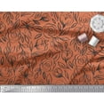 thumbnail image 2 of Soimoi Orange Modal Satin Fabric Leaves & Rose Floral Print Sewing Fabric Yard 42 Inch Wide, 2 of 3
