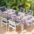 thumbnail image 2 of Purple Flowers Table Cloths for 8 Foot Rectangle Tables, Butterfly Spring Floral Rustic Farmhouse Patio Waterproof Elastic Fitted Tablecloths, Washable Rectangular Table Cover for Camping, 2 of 8