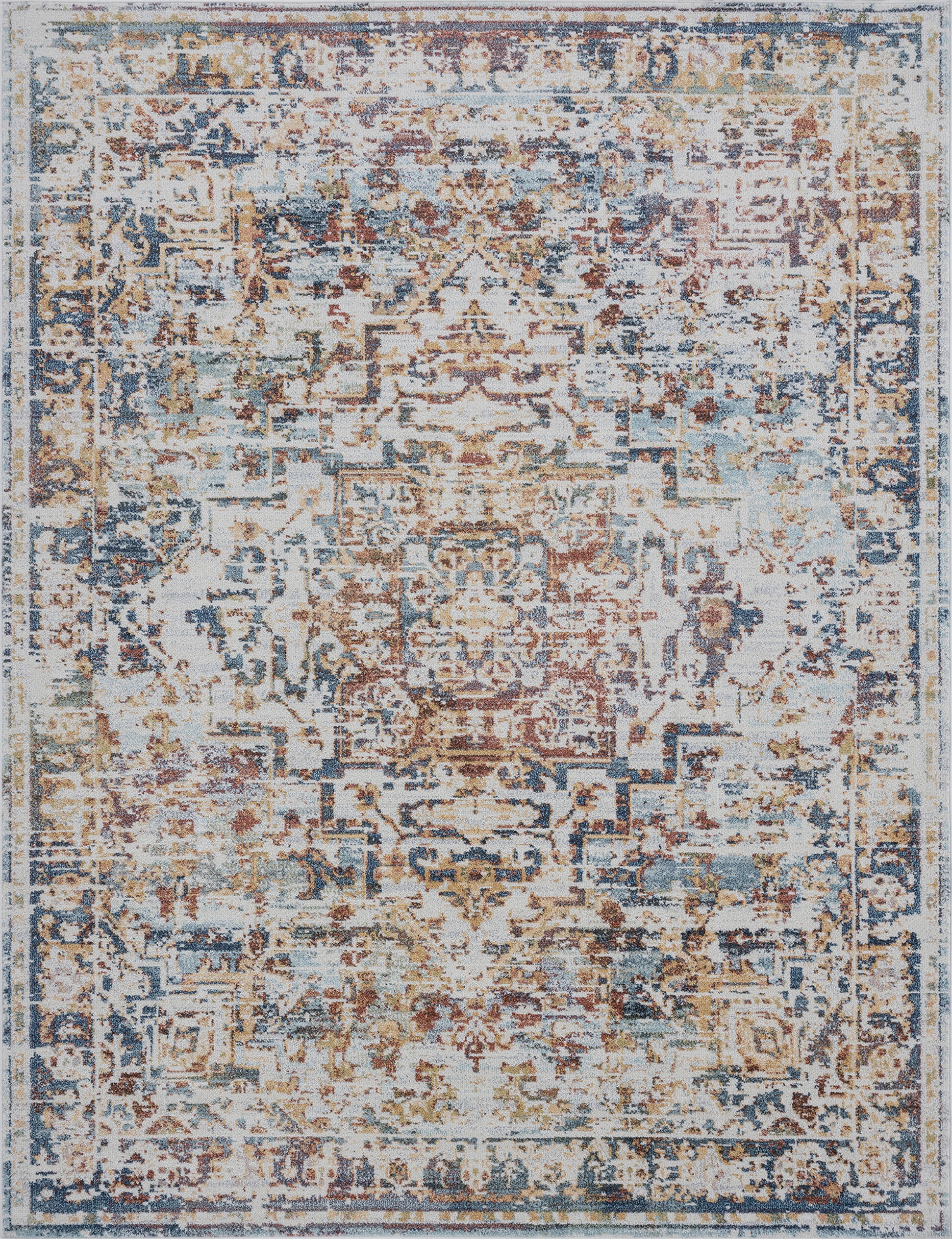 Traditional 4x6 Area Rug (4' x 5'3'') Oriental Navy, Cream Indoor Rectangle Easy to Clean