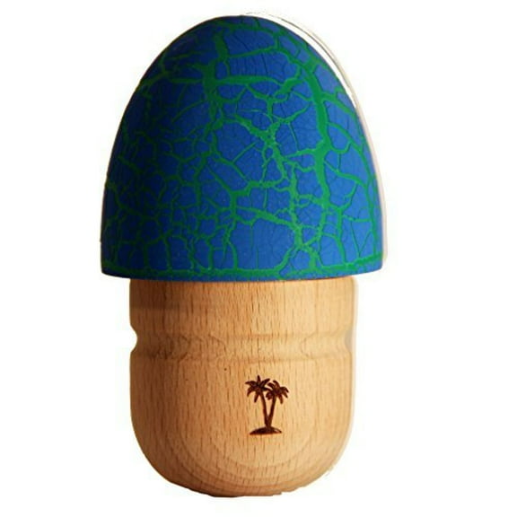 Bahama Kendama Mushroom 'pill' style kendama- Crackled Paint-Blue over Green