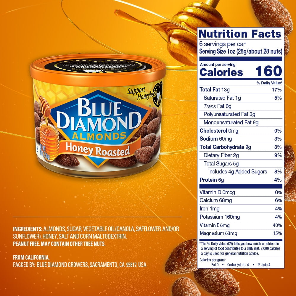 Blue Diamond Honey Roasted Almonds 6 oz - 5 Pack
