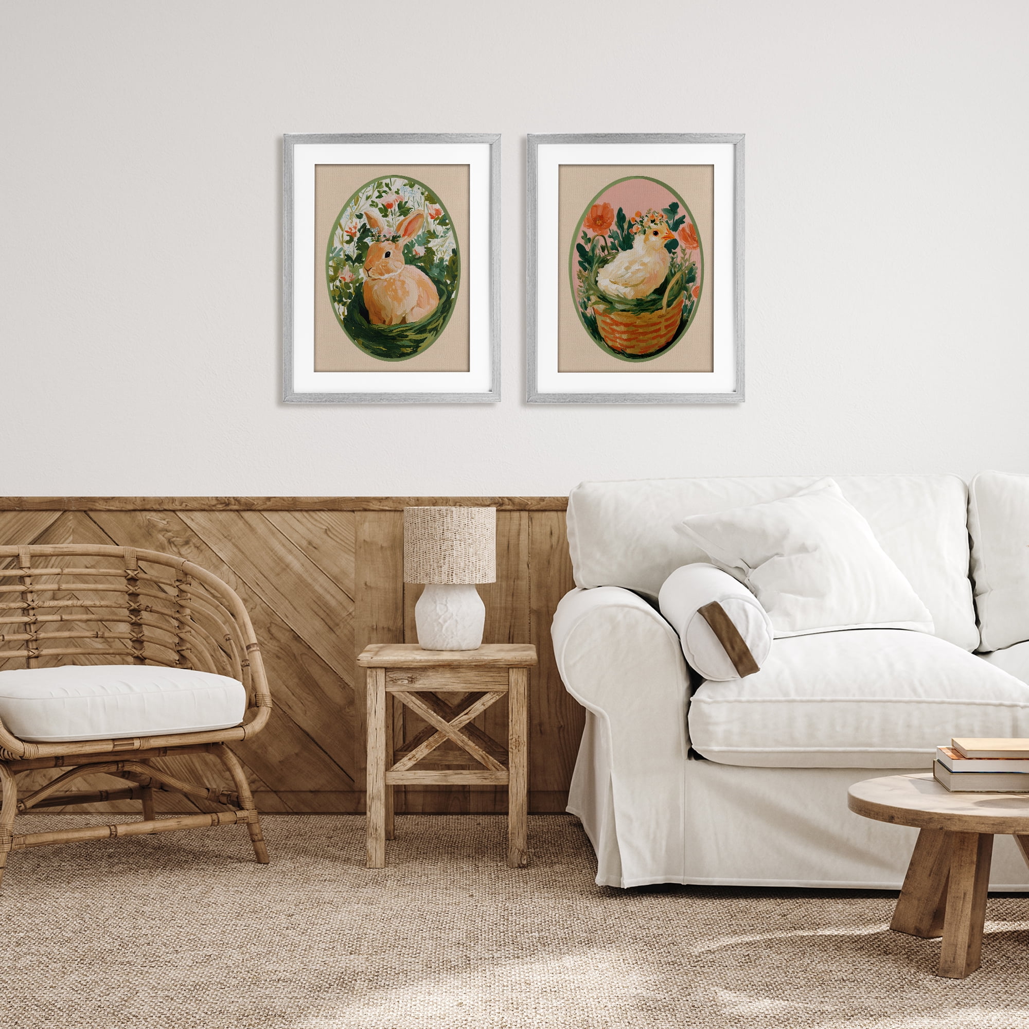 Stupell Industries Bloom Nest Animals 2 Piece Gray Framed Print Under Glass Set, design by Yen