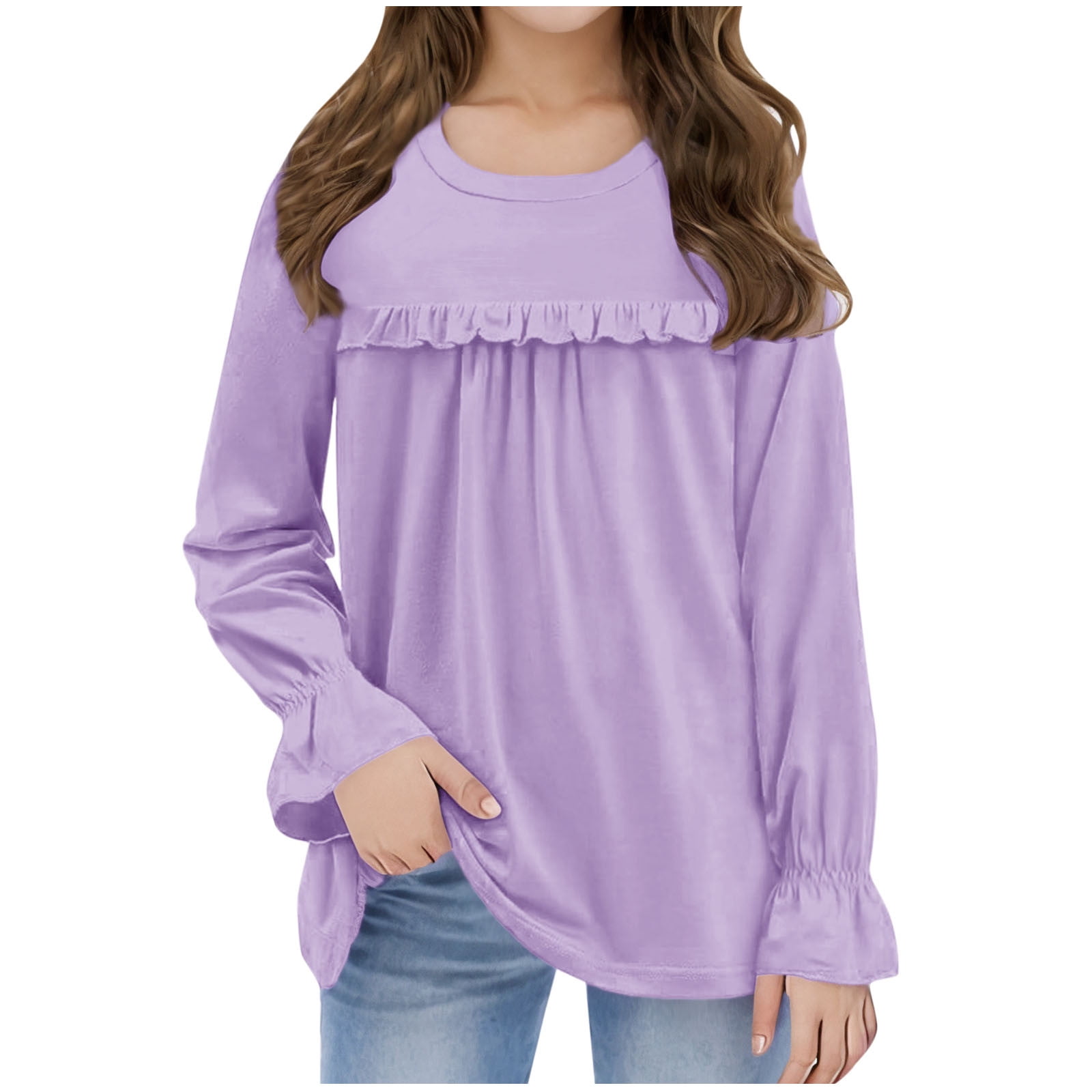 Pull Fille George - Violet - Taille 9-10 Ans - Col Rond - Manches Longues - Coton