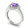 thumbnail image 2 of 2.03 ctw with Simulated Diamond Halo Accents Anniversary Ring for Women | Heart Cut Simulated Alexandrite | Hyperallergenic Solid 14K White Gold, 2 of 5