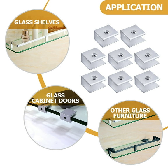 8pcs Glass Support Clamp Bracket Square Adjustable Glass Clamp Glass Clip