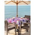 thumbnail image 3 of Outdoor Tablecloth with Umbrella Hole for Patio/Picnic/Party/Camping, Farmhouse Flowers Waterproof Table Cloth Square Cover Washable, Spring Watercolor Purple Pink Floral (60"x 60"), 3 of 8