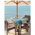 thumbnail image 3 of Outdoor Tablecloths with Umbrella Hole & Zipper, Teal Jellyfish Coastal 54x54 Inch Square Tablecloths, Vintage Summer Beach Nautical Waterproof Table Cloth, Patio/Pool/Picnic Table Covers, 3 of 8
