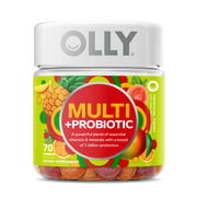 OLLY Adult Multi + Probiotic Gummies, Daily Multivitamin Supplement, Vitamins A, C, E, 70 Ct