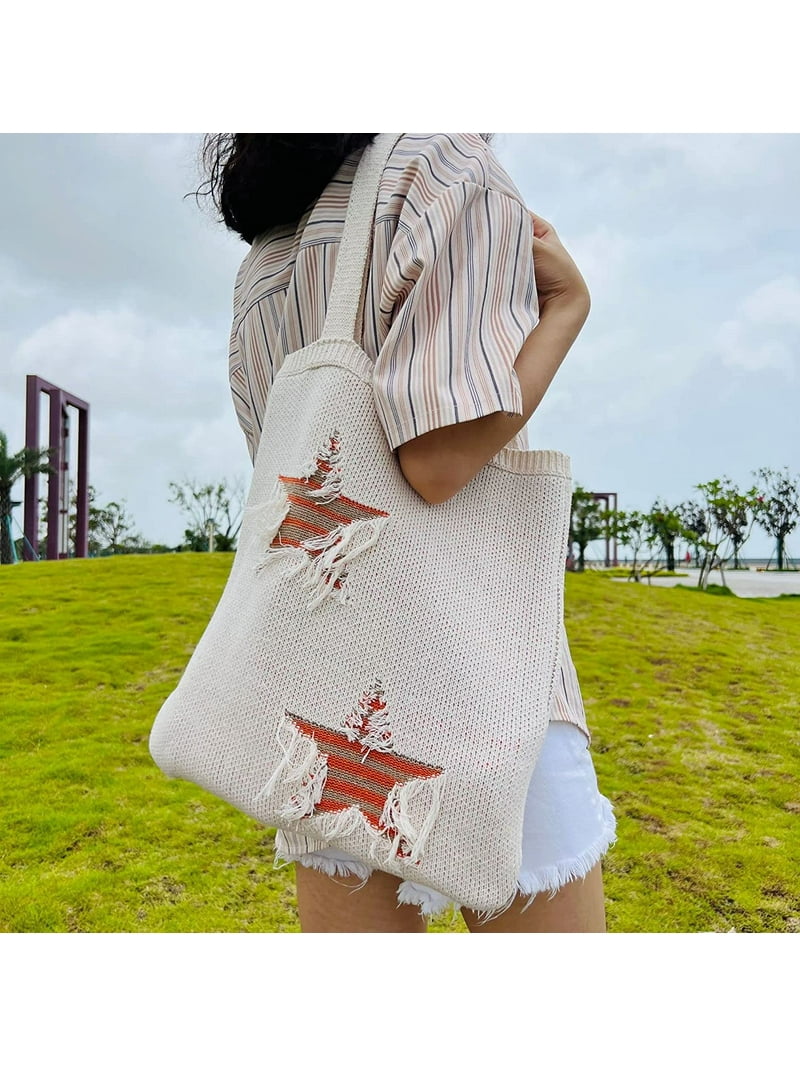 Kukuzhu Fairy Grunge Tote Bag Y2K Fairycore Crochet Hobo Bag