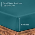 thumbnail image 3 of ROYALE LINENS 300 Thread Count 100% Long Staple Combed Cotton Fitted Sheet Queen - Super Soft Deep Pocket Bottom Sheet - Fitted Sheets Only - Elastic Sheets (Queen, Teal), 3 of 11