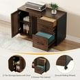thumbnail image 6 of Finmind 63-Inch L-Shaped Desk, Modern Executive Desk with Mobile File Cabinet,Dark Walnut & Black, 6 of 7