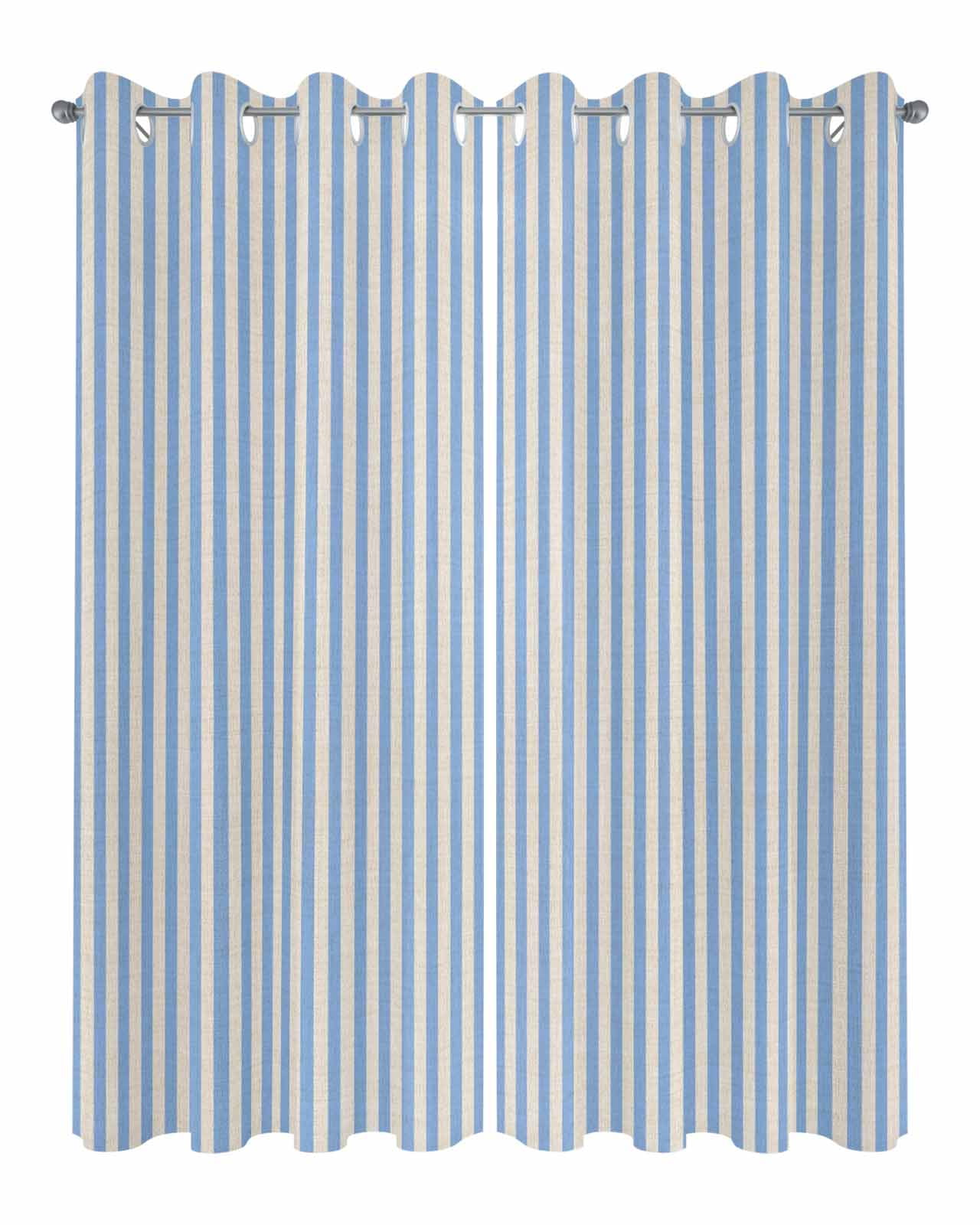 Blue Striped Outdoor Curtains for Patio, Modern Simple Farmhouse Beige Vintage Privacy Drapes Grommet Waterproof Outside Curtains for Porch/Cabana/Balcony 54"x 95", 2 Panel